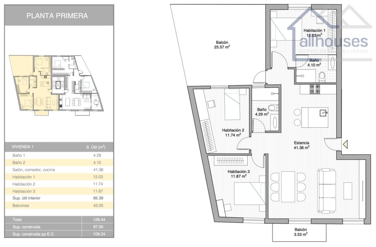 Planta PRIMERA: Vivienda 1