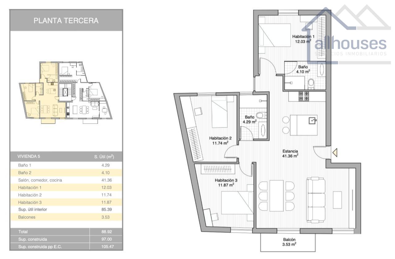 Planta TERCERA: Vivienda 5