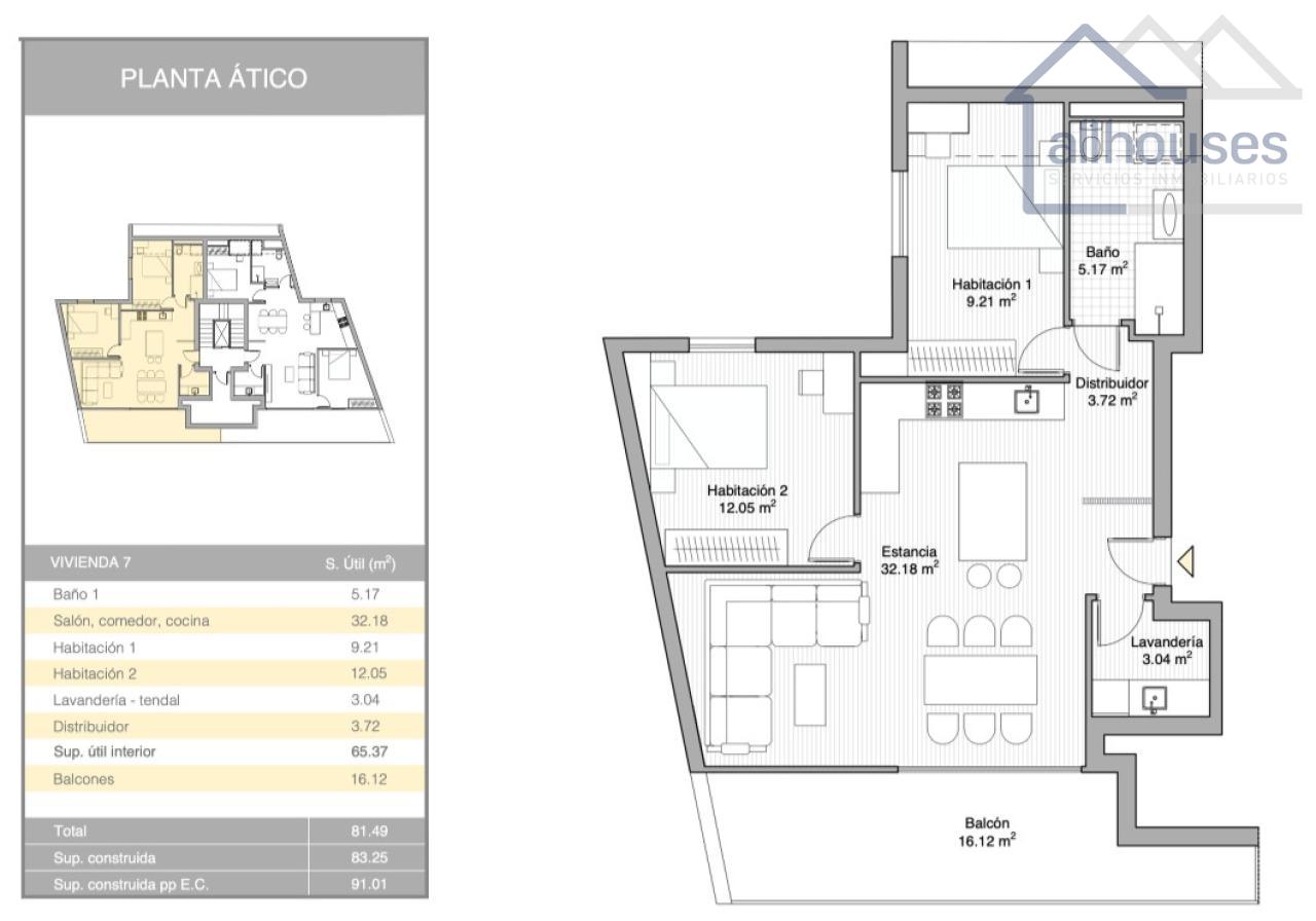 Planta ÁTICO: Vivienda 7