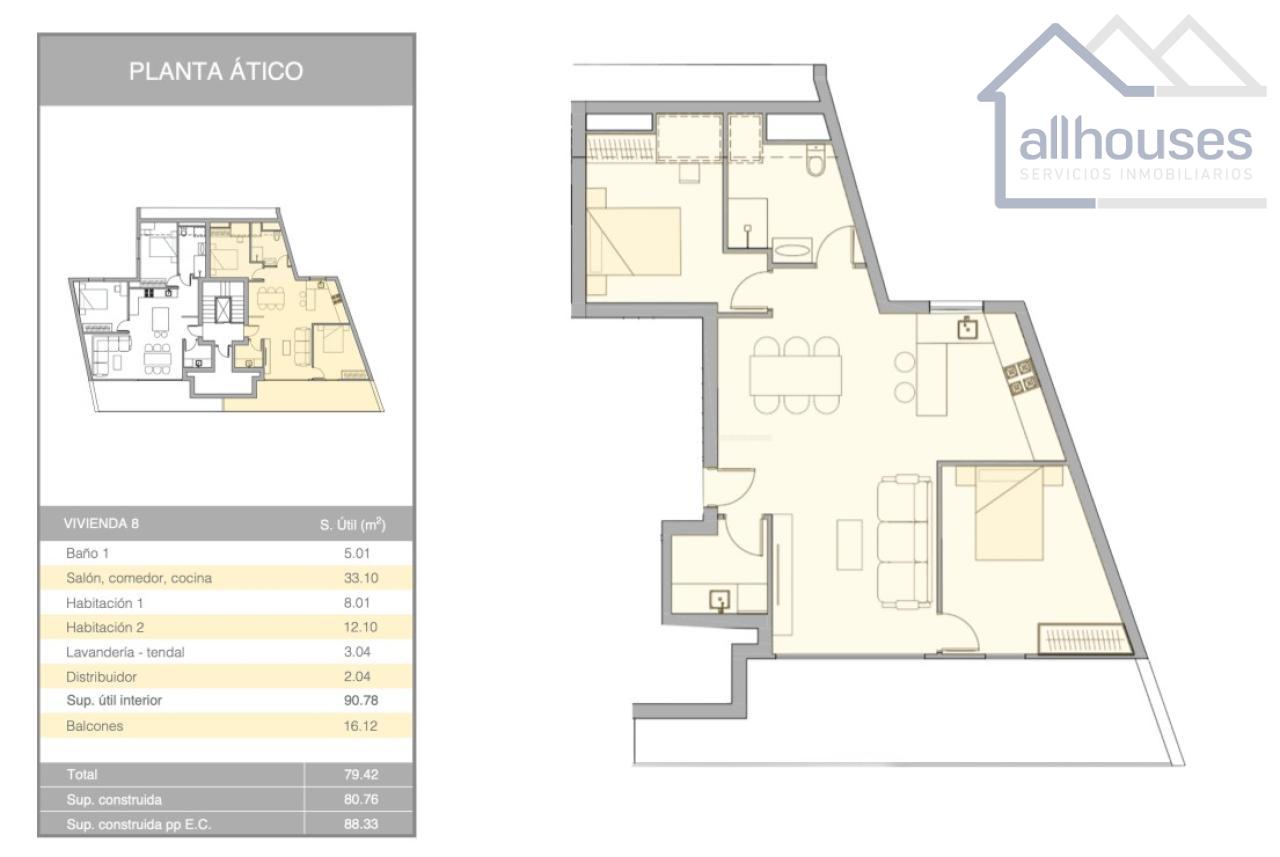 Planta ÁTICO: Vivienda 8